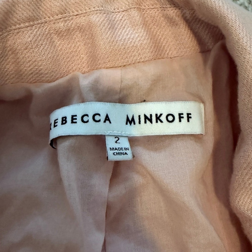 Rebecca Minkoff Linen Blend Blazer Womens 2 Pink Relaxed Elle Woods Coquette - Picture 4 of 7
